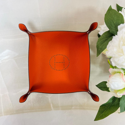 Монетница кожа 25*25 см Hermes (16313) оранжево/оливковая