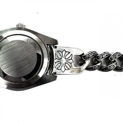 Браслет для часов Rolex&Chrome Hearts серебро (15230)