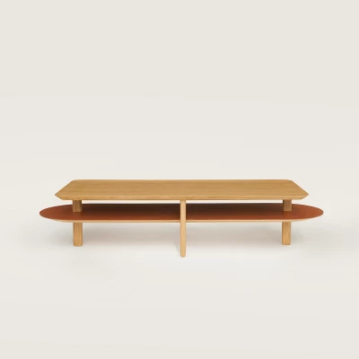 Кофейный столик Hermes Hippodrome 180*70*38 см (18537) натуральное дерево