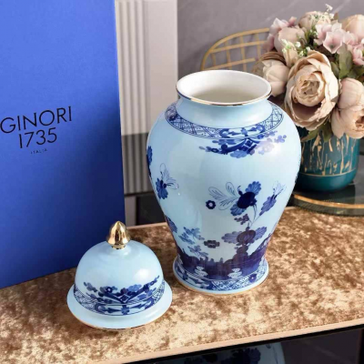 Ваза Ginori 38х11х20 см голубая (17341)