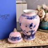 Ваза Ginori 38х11х20 см розовая с синим узором (17343)