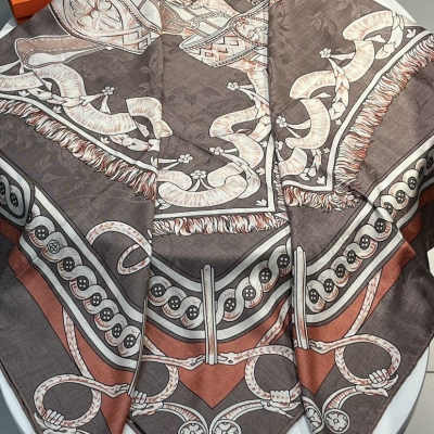 Платок Hermes кашемир+шелк 135*135 см (17547)