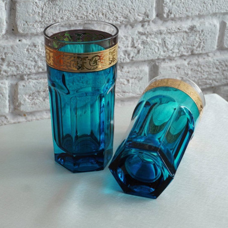 Стаканы Hermes для воды 2 шт. (11249) синие Набор нарядных цветных бокалов от Hermes подарит вам  праздничное настроение и волшебство!