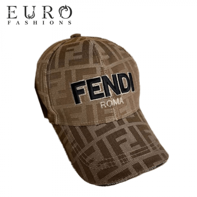 Бейсболка Fendi коричневая с лого (14452)