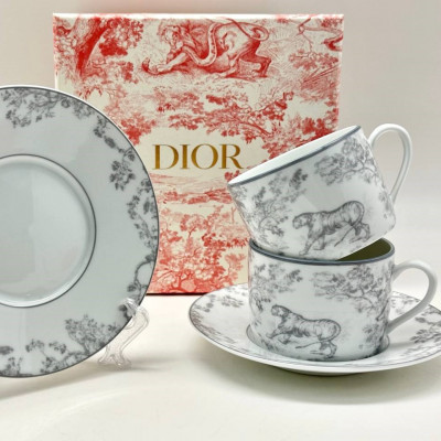 Набор чайных пар Christian Dior Toile de Jouy (13454) серые