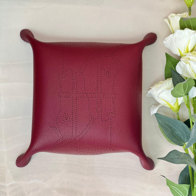 Монетница кожа 25*25 см Hermes (15566) бордово/красная