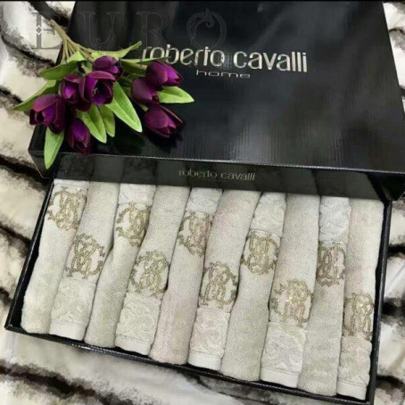 Набор полотенец Roberto Cavalli 10 шт. (7869) Набор из десяти практичных вафельных полотенец от известнейшего итальянского бренда Roberto Cavalli