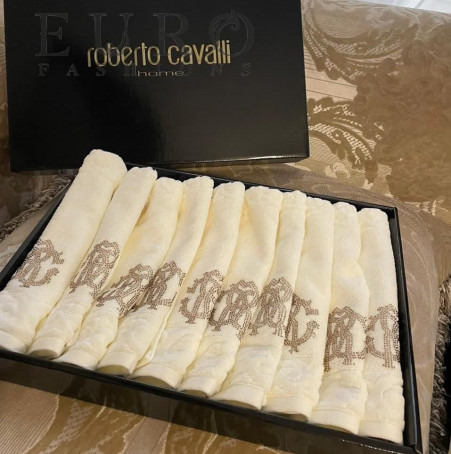 Набор полотенец Roberto Cavalli 10 шт. (7870) Набор из десяти ослепительно белых вафельных полотенец знаменитого бренда Roberto Cavalli