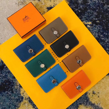 Кошелек Hermes (9471) Женский кошелек Hermes из натуральной кожи - бирюзовый, оранжевый, черный, синий, бежевый, бордовый,  желтый, голубой, салатовый
