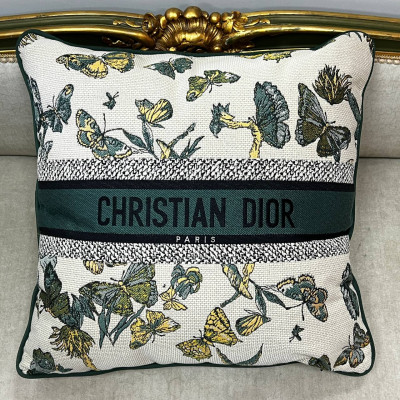 Подушка декоративная бабочки Christian Dior 45*45 зеленая (15290)