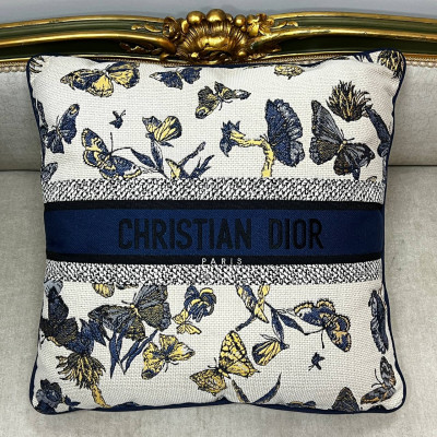 Подушка декоративная бабочки Christian Dior 45х45 синяя (15291)