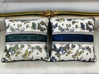 Подушка декоративная бабочки Christian Dior 45х45 синяя (15291)
