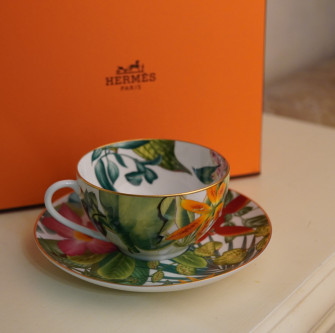 Чайная пара (чашка с блюдцем) Hermes Passifolia 370 мл (11296)